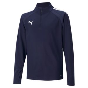PUMA teamLIGA Trainingstrui 1/4-Zip Kids Donkerblauw Wit