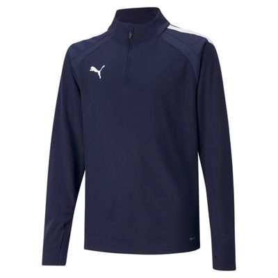 PUMA teamLIGA Trainingstrui 1/4-Zip Kids Donkerblauw Wit