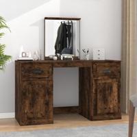 Kaptafel met spiegel 130x50x132,5 cm gerookt eikenkleurig