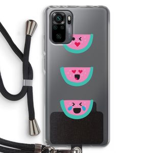 Smiley watermeloen: Xiaomi Redmi Note 10 Pro Transparant Hoesje met koord