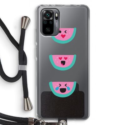 Smiley watermeloen: Xiaomi Redmi Note 10 Pro Transparant Hoesje met koord