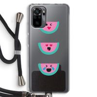 Smiley watermeloen: Xiaomi Redmi Note 10 Pro Transparant Hoesje met koord
