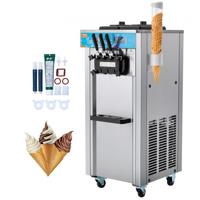 VEVOR Commerciële softijsmachine, 21-31 l/u output, vrijstaande softijsmachine met 3 smaken, 2 x 5,5 l roestvrijstalen cilinders, LED-paneel, automatische voorkoeling, voor restaurantbars