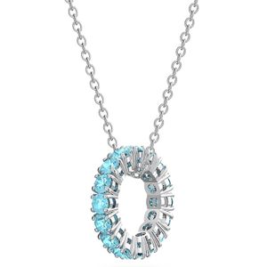 Swarovski 5643754 Ketting Exalta zilverkleurig-aquamarijnblauw 42-47 cm