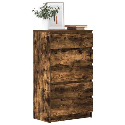 Ladekast 60x36x103 cm bewerkt hout gerookt eikenkleurig