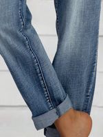 Blue Denim Simple Solid Pockets Jeans - thumbnail