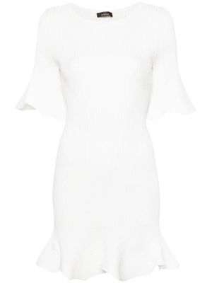 TWINSET robe en maille nervurée à coupe courte - Blanc