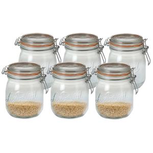 Voorraad/weckpot - 6x - transparant - glas - 11 x 8,5 cm - 500 ml- Le Parfait