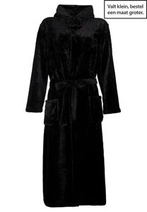 Zwarte fleece badjas met capuchon-xl/xxl