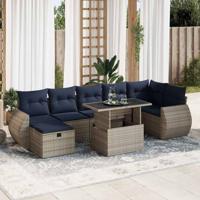 8-delige Loungeset met kussens poly rattan acacia bruin