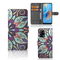 OPPO A74 4G Hoesje Purple Flower - thumbnail