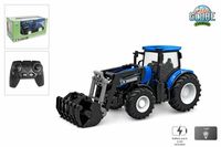kids globe rc tractor 2.4ghz met licht en frontlader 27cm blauw