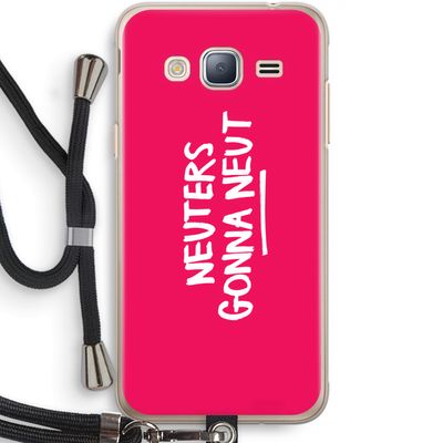 Neuters (roze): Samsung Galaxy J3 (2016) Transparant Hoesje met koord