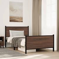 Bedframe zonder matras metaal bruin eikenkleurig 107x203 cm