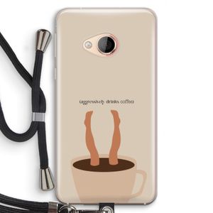 Aggressively drinks coffee: HTC U Play Transparant Hoesje met koord