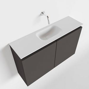 MONDIAZ TURE 80cm toiletmeubel dark grey. EDEN wastafel talc midden geen kraangat