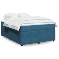 Boxspring met matras fluweel donkerblauw 140x190 cm