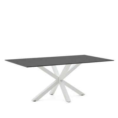 Kave Home Eettafel 'Argo' Glas, 200 x 100cm, kleur Zwart