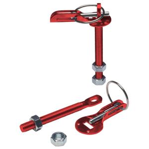 Set universele motorkaphaken/-pins - rood aluminium GSGE52R