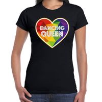 Bellatio Decorations Gay Pride shirt - dancing queen - regenboog - dames - zwart  2XL  -