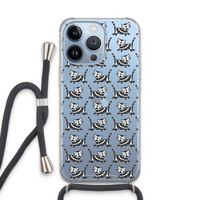 Zwarte poes: iPhone 13 Pro Transparant Hoesje met koord