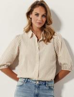 Tramontana Striped Puff-sleeved Blouse C18-16-301 Blouse 002000 Sand