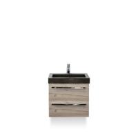 Seville Badmeubelset 60 cm - Craft Oak - Wastafel Hardsteen Wit Lucca