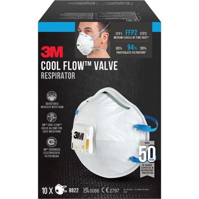 3M Cool Flow stofmasker, FFP2, met ventiel, pak van 10 stuks 3M Cool Flow stofmasker, FFP2, met ventiel, pak van 10 stuks