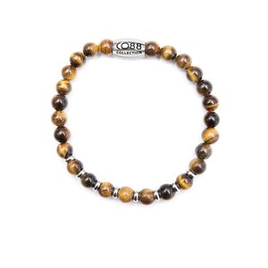 CO88 Collection 8CB-90014 - Natuurstenen armband - Tijgeroog 6 mm - maat m - bruin