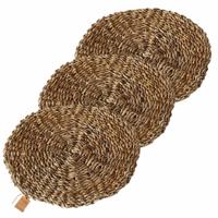 Placemat - 10x - zeegras handgemaakt - naturel bruin - D40 cm
