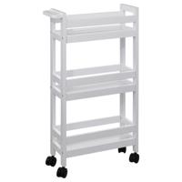Keuken of badkamer trolley 3laags - wit - D15 x B40 x H75 cm - mdf hout - met wielen