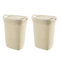 Curver Knit Wasmand met deksel - 57L - 2 stuks - Wit