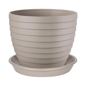 Plantenpot/bloempot Florenzia met onderschaal - D25 x H22 cm - taupe - kunststof