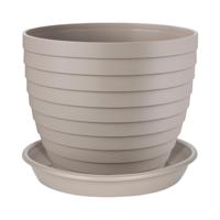 Plantenpot/bloempot Florenzia met onderschaal - D25 x H22 cm - taupe - kunststof