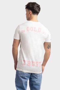 In Gold We Trust The Pusha T-Shirt Heren Wit/Roze - Maat XS - Kleur: Wit | Soccerfanshop