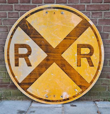 Railroad Crossing Rond Verkeersbord - Ø91cm - Origineel Railroad Crossing Rond Verkeersbord - Ø91cm - Origineel