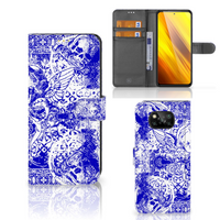 Telefoonhoesje met Naam Xiaomi Poco X3 | Poco X3 Pro Angel Skull Blauw - thumbnail