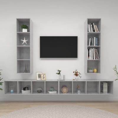 Tv-wandmeubelen 4 st bewerkt hout betongrijs