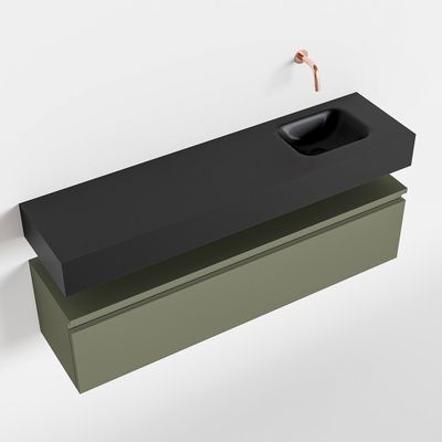 Toiletmeubel Mondiaz Andor | 120 cm | Meubelkleur Army | Lex vrijhangend wastafel Urban Rechts | Zonder kraangat