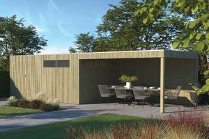 Gardenas | Tuinhuis QBV3 XL 500x298 + Ext 403x298 | Hogedruk Geïmpregneerd Groen