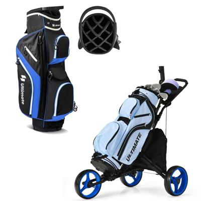 Golfkar met Duwfunctie en Schoudertas en Regenhoes Opvouwbare Golfkar en Golftas