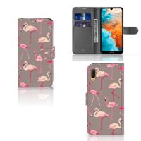 Huawei Y6 (2019) | Telefoonhoesje | Met pasjeshouder | Flamingo
