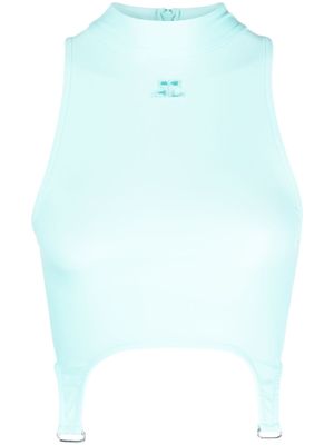 Courrèges haut crop à patch logo - Bleu
