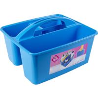 Hega Hogar opbergbox/opbergmand - blauw - met handvat - 6 liter - kunststof - 31 x 26,5 x 18 cm - thumbnail