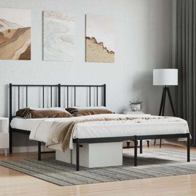 Bedframe met hoofdbord metaal zwart 120x190 cm