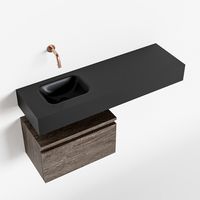 MONDIAZ ANDOR 50cm toiletmeubel dark brown. LEX 100cm wastafel urban links geen kraangat