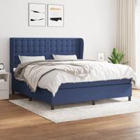 Boxspring met matras stof blauw 160x200 cm