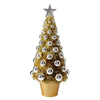 Complete mini kunst kerstboompje/kunstboompje goud/zilver met kerstballen 40 cm - Kunstkerstboom - thumbnail