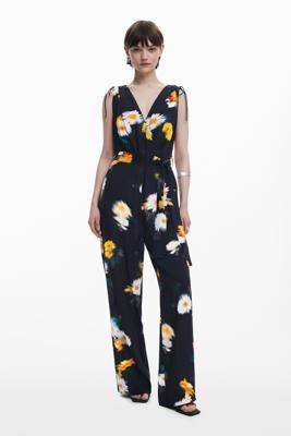 Lange bloemen jumpsuit - BLACK - XS