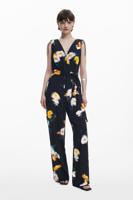 Lange bloemen jumpsuit - BLACK - L